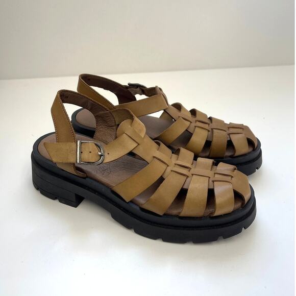 Free People Delaney Fisherman Chunky Platform Retro Leather Sandals - 39 - Picture 1 of 12